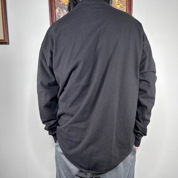 Sada Long Sleeve Shirt Top Men's 2X Crew Neck Black Casual 100% Cotton - Picture 3 of 12